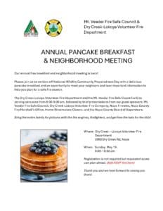 Mt. Veeder Fire Safe Council for a Pancake Breakfast