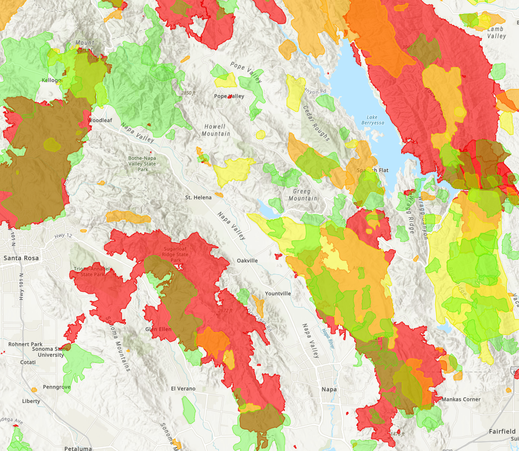 graphic illustration of wildfire history map